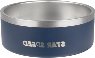 Hondenkommen Dubbelwandig - Voerbak Metalen - Verzwaarde Voerbak - Antislip Rubberen Bodem - 42 Ounces - Zilver