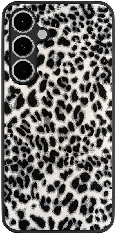 Leuke Telefoonhoesjes - Hoesje geschikt voor Samsung Galaxy S24 FE - Luipaard grijs - Backcover zwart - Luipaardprint - Grijs