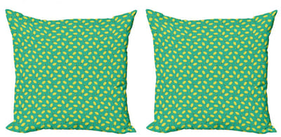 ABAKUHAUS Vegan Kussenhoes – 2x50x50 cm – Dubbelzijdig bedrukt – Citroengeel