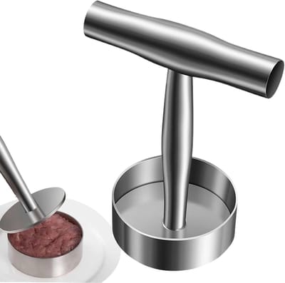 Vleespers Patty Maker - Burger Vorm - Hamburgers Maken - Roestvrij Staal - 20 x 15 x 9 cm - Zilverkleurig