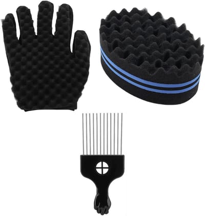 Dailygoods - Twist Spons Borstel - Haar Styling Tool - Zwart - Vlecht Kam - Thuis en Salon Gebruik - 3 Stuks