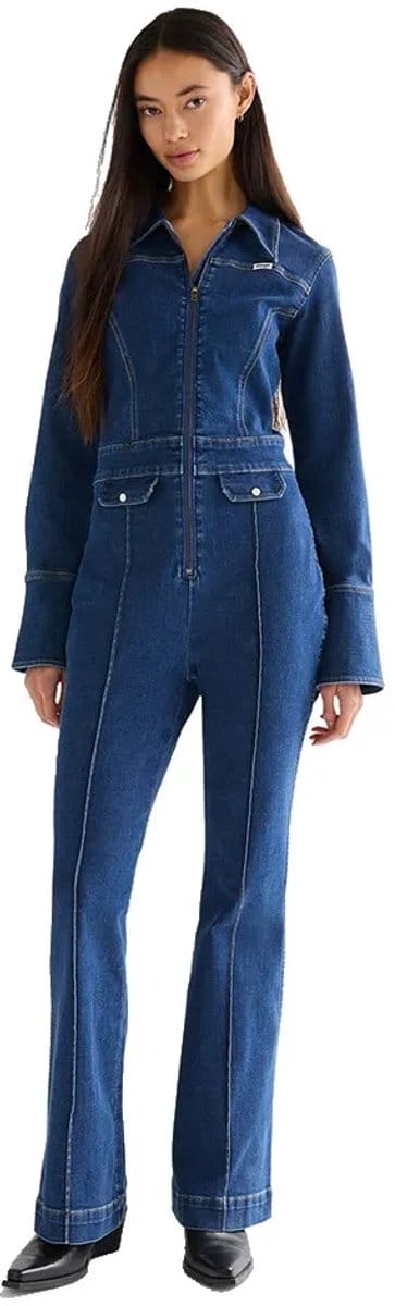 Wrangler Retro Catsuit Jumpsuit Met Lange Mouwen Blauw S Vrouw