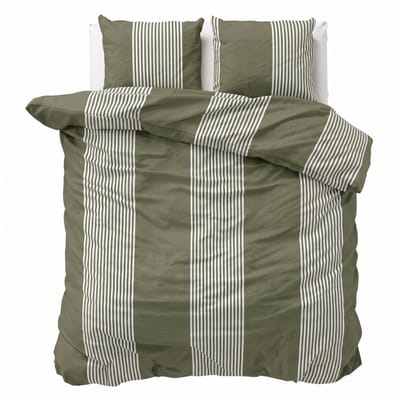 Dekbed-Discounter - Fresh and Co Dekbedovertrek 200 x 200/220 cm - Dubbele instopstrook - Wasbaar op 40 graden - Inclusief 2 kussenslopen - Vertical Lines