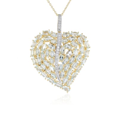 Cavill - Zilveren Halsketting 925 Sterling Verguld - Hemelblauwe Topaas Brazilië 11,55 Ct - Ovaal & Peervorm - Prongzetting - Elegante Hanger 45,7 cm