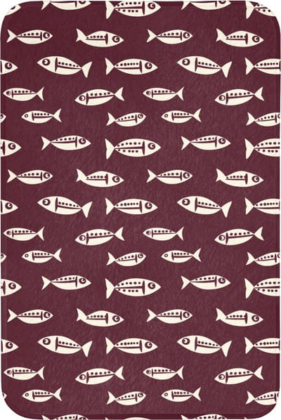Badmat 60x90 cm - Antislip - Vissen - Grafisch - Patroon - Donker - Badmatten voor badkamer - Badkamermat - Douchemat - Badkamer mat
