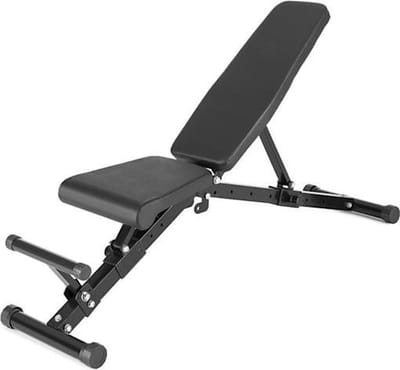 Capital Sports Flaptor Halterbank opklapbaar - Trainingsbank met 6-hoeks rugleuning, Schuine bank met kantelbare zitkussens, 3-traps voetanker, Stalen frame, zwart