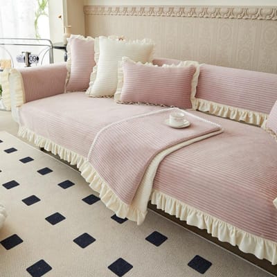 Winter Pluche Bankovertrek Houten Oorrand Antislip Bankovertrek Effen Kleur Bankovertrek Verdikkende Bankmat voor Woonkamer Deco Thuis 70x70cm 1pcs