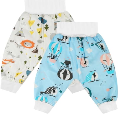 Set van 2 Absorberende Kinderen Broeken, Waterdichte Training Pants, Wasbare Luiers voor Meisjes, Ideaal voor Nachtgebruik en Zindelijkheidstraining