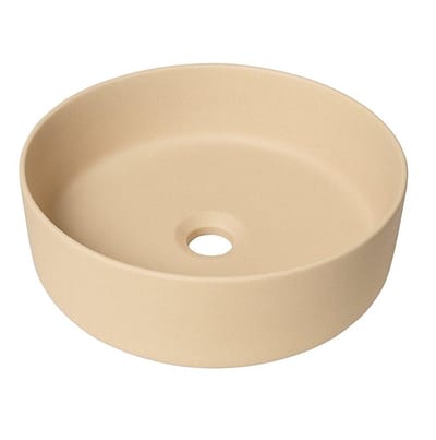QeramiQ Dely waskom - 36x36x12cm - zonder overloop - rond - keramiek - mat beige