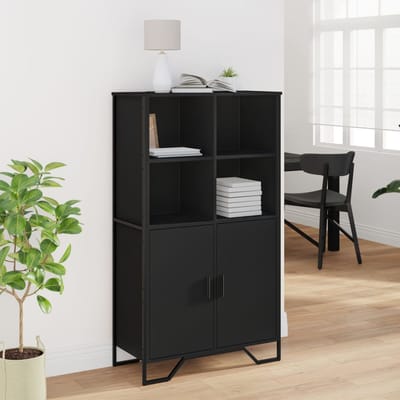 vidaXL - Hoge - kast - 79,5x35,5x137,5 - cm - bewerkt - hout - zwart