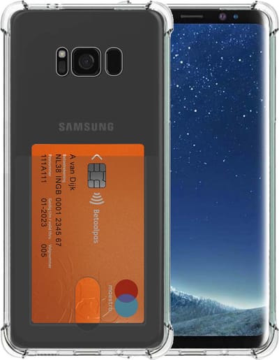 Smartphonica Telefoonhoesje Geschikt voor Samsung Galaxy S8 met Pasjeshouder Doorzichtig Siliconen - Transparant TPU Shockproof Backcover Case with Card Slot geschikt voor Samsung Galaxy S8