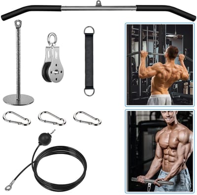 Katrol Systeem Apparatuur voor Thuis, Lat Pulldown Pulley Cable System Cable Machine Fitness Apparaten met Grip Pulley Set Gym Tricep Rope Stang voor Home Gym
