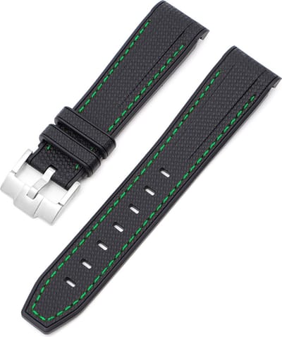 MoonSwatch - Omega - Swatch Mission on Earth - Rolex - SEIKO - Speedmaster - Rubberen horlogeband met perfecte pasvorm - 20mm - Zwart met groene streep