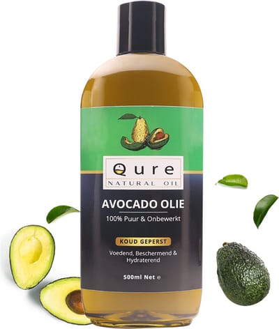Avocado Olie 500ml | 100% Puur & Onbewerkt | Foodgrade Koudgeperst en niet geraffineerde Avocado Olie voor Inname, Haar, Huid en Lichaam