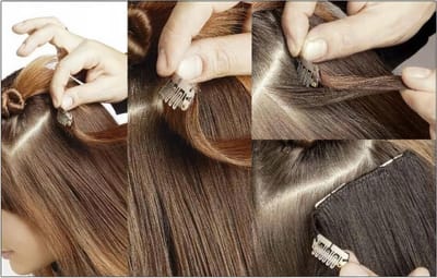 Synthetische Clip-in Haarverlengingen - Chocoladebruin Recht (60 cm)