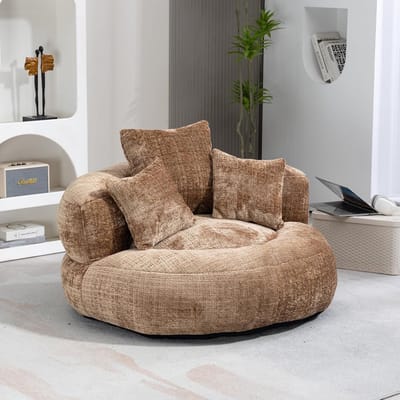 Comfortabele Zitzak - Zitkussen Beanbag - Ontspannen Zitten - Hoge Rugleuning - 108x108x52 cm - Koffiebruin