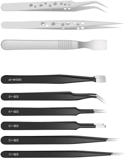 Pincet Set - Precisie pincetten Anti-statisch - Elektronica Reparatie - ESD Veilige Coating - 114-140 mm - Zwart Zilver