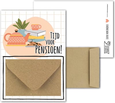 Geldkaart met mini Envelopje -> Pensioen - No:04 (Koffie Thee relaxen - Tijd voor Pensioen) - LeuksteKaartjes.nl by xMar