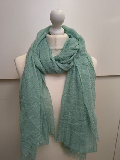 Lange gekreukelde dames sjaal Zoe-effen aquamarine