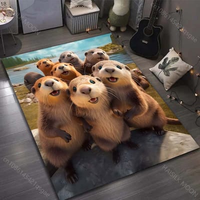 15 Maten Dieren in Groothoeklens Print Tapijt voor Woonkamer Slaapkamer Bank Deurmat Decor Gebiedskleed Antislip Vloermat 50x80cm (20x31in)