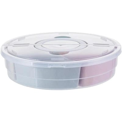 5 Vakken Snack Serveerschaal Met Deksel Verdeelde Snack Fruit Serveerschaal Met Deksel Grote Capaciteit Opbergcontainer Met Handvat Deksel white