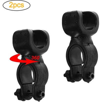 2 Pièces Support de Montage de Lampe Torche de Vélo à Rotation 360 Degrés Cyclisme Support de Support de Lampe Torche de Vélo noir