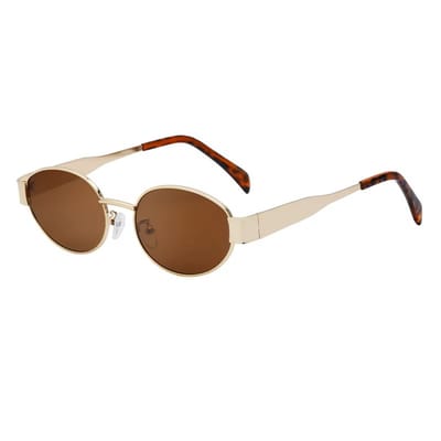 Loud and Clear® - Zonnebril - Dames - Rond - Bruin - Goud - Panter - Gepolariseerd - Polariserend