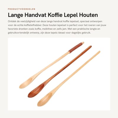 Dailygoods- Koffielepel Houten - Lange Handvat - Duurzaam Hout - Praktische Keukenaccessoires - Geschikt voor Koffie/Thee - Elegant Ontwerp - Lepel