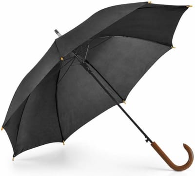 Benson Vouwbare paraplu - zwart - haakhandvat - 100 cm - 8 banen