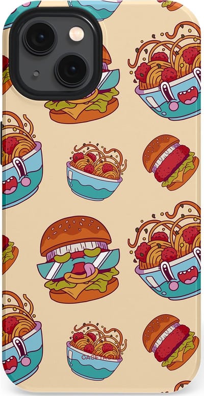 Casetastic Hoesje Geschikt voor Apple iPhone 13 Magsafe - Stijlvolle Beschermende Duo-layer Case - Cartoon Hamburgers