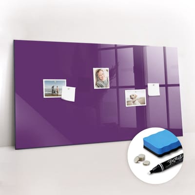 Tulup Whitebord - Kleur Violet Magneetbord - 120 cm x 60 cm - Memobord Keuken - Industrieel Wandbord - Memo Bord - Inspiratiebord Kantoor - Inclusief Gratis Magneten & Marker & Spons - Memobord Magnetisch - Foto Magneetbord