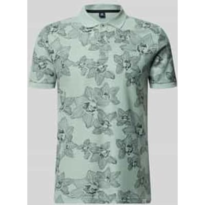 LERROS Poloshirt met all-over bloemenprint en platgebreide kraag , Maat: M , Kleur: BAY GREEN , 100% katoen