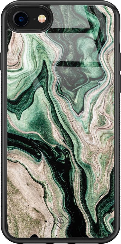 Casimoda® hoesje - Geschikt voor iPhone 8 - Groen marmer / Marble - Luxe Hard Case Zwart - Backcover telefoonhoesje - Groen