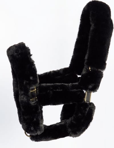 Harrys Horse Furry Halster Cover - Maat: Pony - Zwart - Polyamide