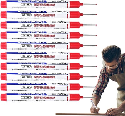 Markeerpen Houtbewerking - Diepgaande Stift - Nauwkeurig Markeren - Waterdichte Sneldrogende Inkt - 10 stuks - Rood
