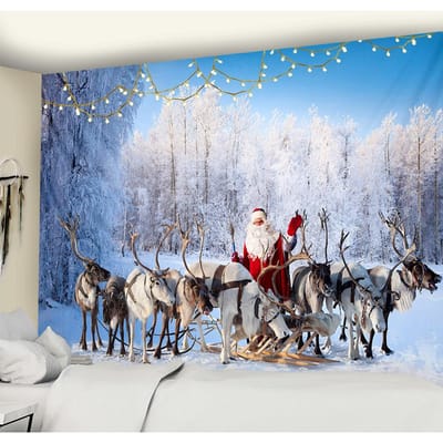 Kerst Serie Wandtapijt Wanddecoratie Feestelijke Hekserij Cadeau Kaars Psychedelisch Bohemien Woondecoratie 95x70cm gray