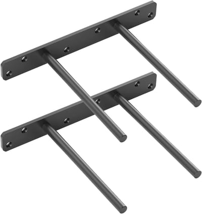 2 stuks - plankbeugels - 20 cm - Plank beugel - drijvende plankondersteuning - beugels - zwevende plankbeugels - muurbeugel - dubbele T-vorm - onzichtbare - voor wandmontage verborgen houten plank - zwart - ijzer