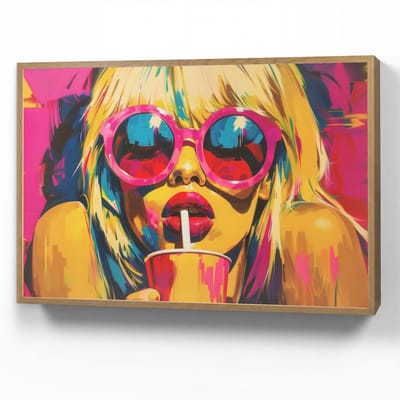 Wandlamp 90x60 cm - Oplaadbaar - Zonnebril - Roze - Vrouw - Rietje - Wandlampen binnen woonkamer - Slaapkamer lamp - Decoratieve nachtlamp - Vloerlamp draadloos