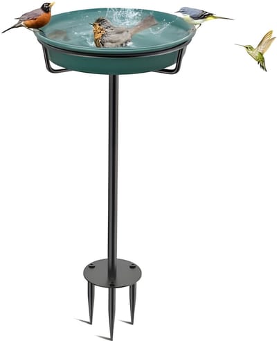 Staand Vogelbad voor Wilde Vogels, Vorstbestendig en Winterbestendig, Groot, Groen - Ideaal voor Tuin en Buitengebruik