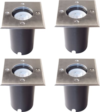 Proventa HeavyDuty LED Grondspots IP67 - Vierkant - 4 x inbouw tuinspots buiten - warm wit - Ledlamp - Spot - Inbouwspot - Grondspot