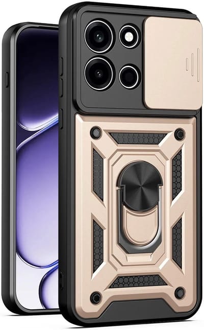Hoesje geschikt voor OnePlus Nord 6 - Phonesta CamShield Back Cover met Camera Slider - Goud