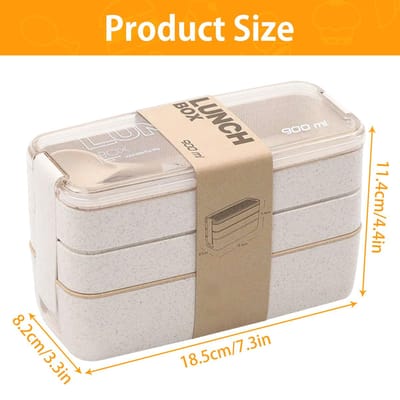 900ml Bento Box voor Volwassenen Kinderen 3 Stapelbare Lunchbox Lekdichte Bento Lunchbox Draagbare Lunch Voedselcontainer Herbruikbaar Gezond gray