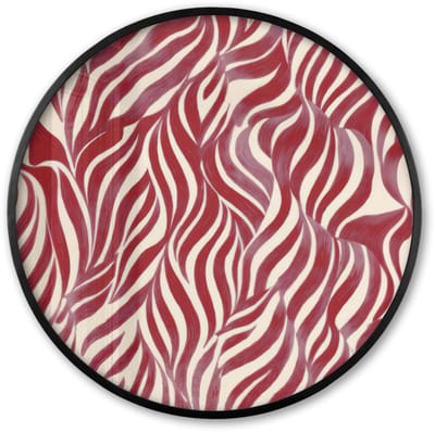 Poster in lijst Rond - Fotolijst 60x60 cm - Posters - Golvende vormen - Abstract - Rood - Ronde posterlijst zwart - Decoratie - Wanddecoratie woonkamer - Muurdecoratie slaapkamer
