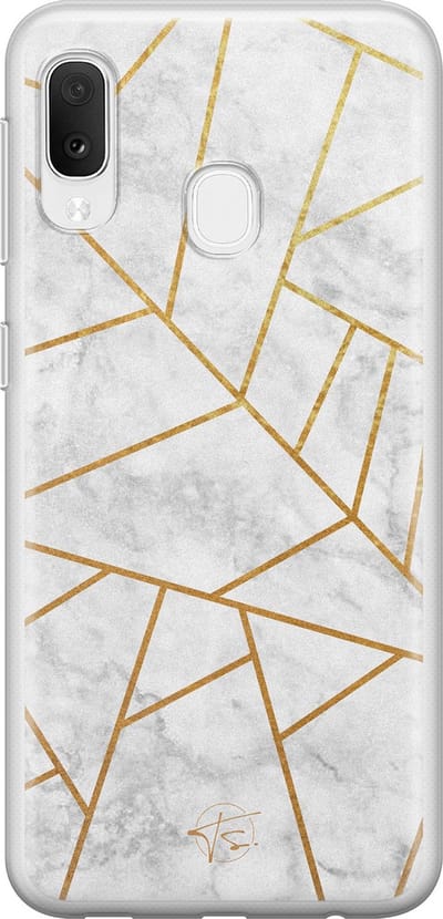 Hoesje geschikt voor Samsung Galaxy A20e - Geometrisch marmer - Soft Case - TPU - Marmer - Grijs - Mooie Telefoonhoesjes
