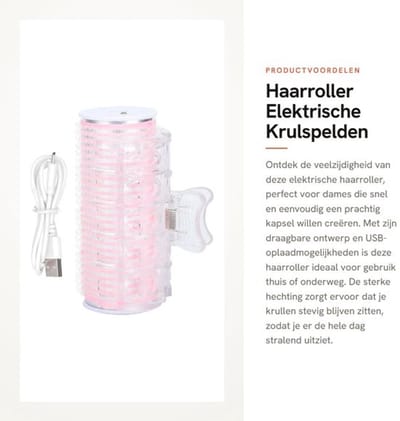 Haarroller - Elektrische Krulspelden - Draagbaar en Compact - Roze - Doe-het-zelf Kappersgereedschap - Ideaal voor Dames