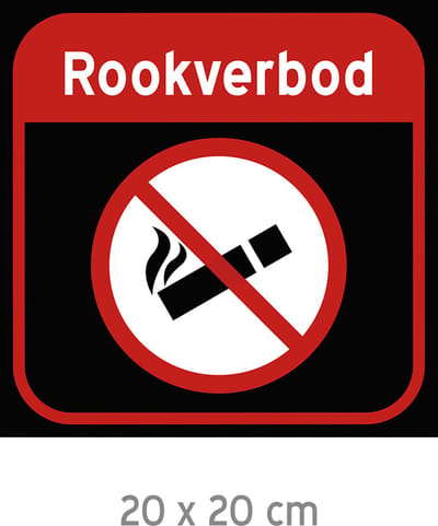 Pictogram/ bord | "Rookverbod" | 20 x 20 cm | Kunststof | Verboden te roken | Tabak | Rookvrij gebouw | Verbod | Smoke | Zwart | 1 stuk