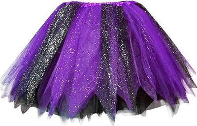 Tule rokje - glitters - paars/zwart - tutu - festival - foute party
