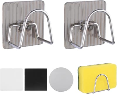 Magnetische Sponshouder - Gootsteen Organizer - Keuken Opruimen - Twee Installatieopties - 2 Stuks - Grijs
