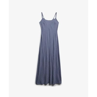 Superdry Printed Cami Maxi Lange Jurk Zonder Mouwen Blauw XS Vrouw