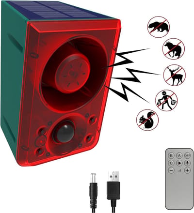 Buitenalarm Bewegingssensor - Dieren Afschrikker - Beveiliging Huis - Zonne-energie Waterdicht - 13.97 x 8.38 cm - Rood Groen